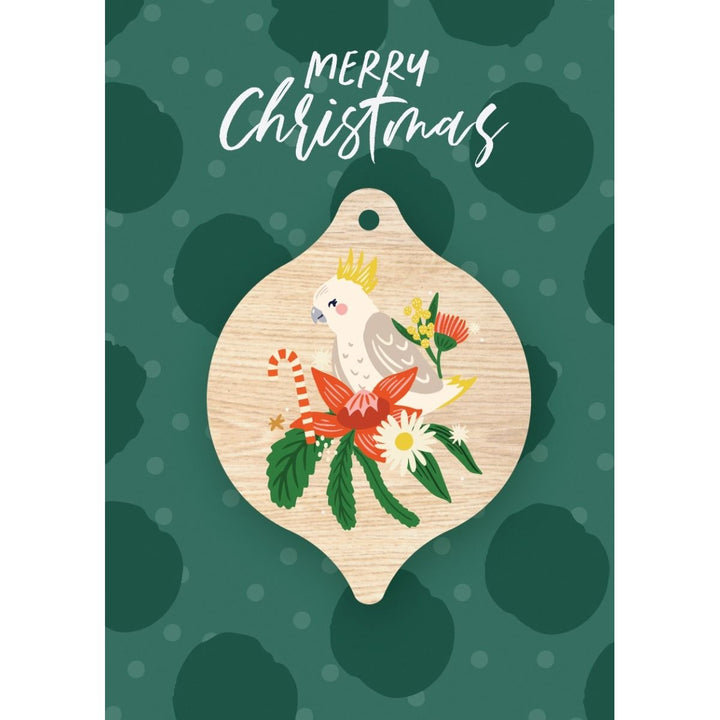 Aero Images: Wooden Decoration Greeting Card Christmas Cockatoo