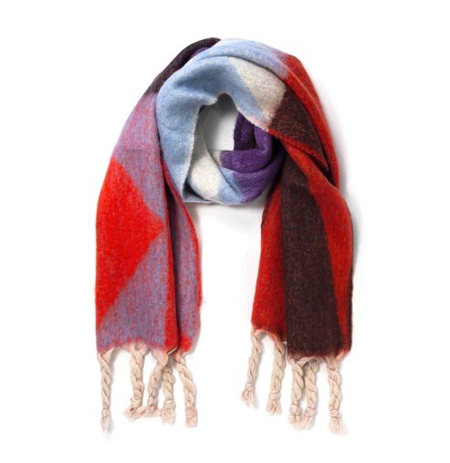 Scarf: Triangles - Viva Red/Lilac/Brown