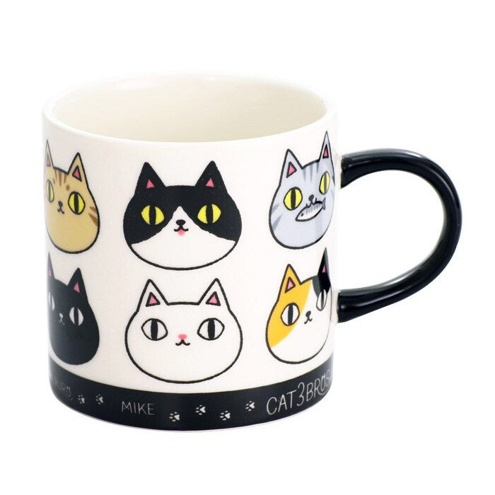 Ceramic-ai: Cat Faces Cup Black Line