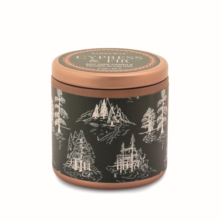 Paddywax: Cypress Fir Holiday Candle 3oz. Copper Tin Green