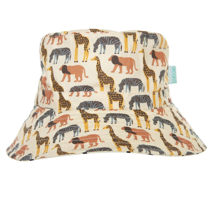 Acorn Kids: Safari Bucket Hat Natural Blue Brown