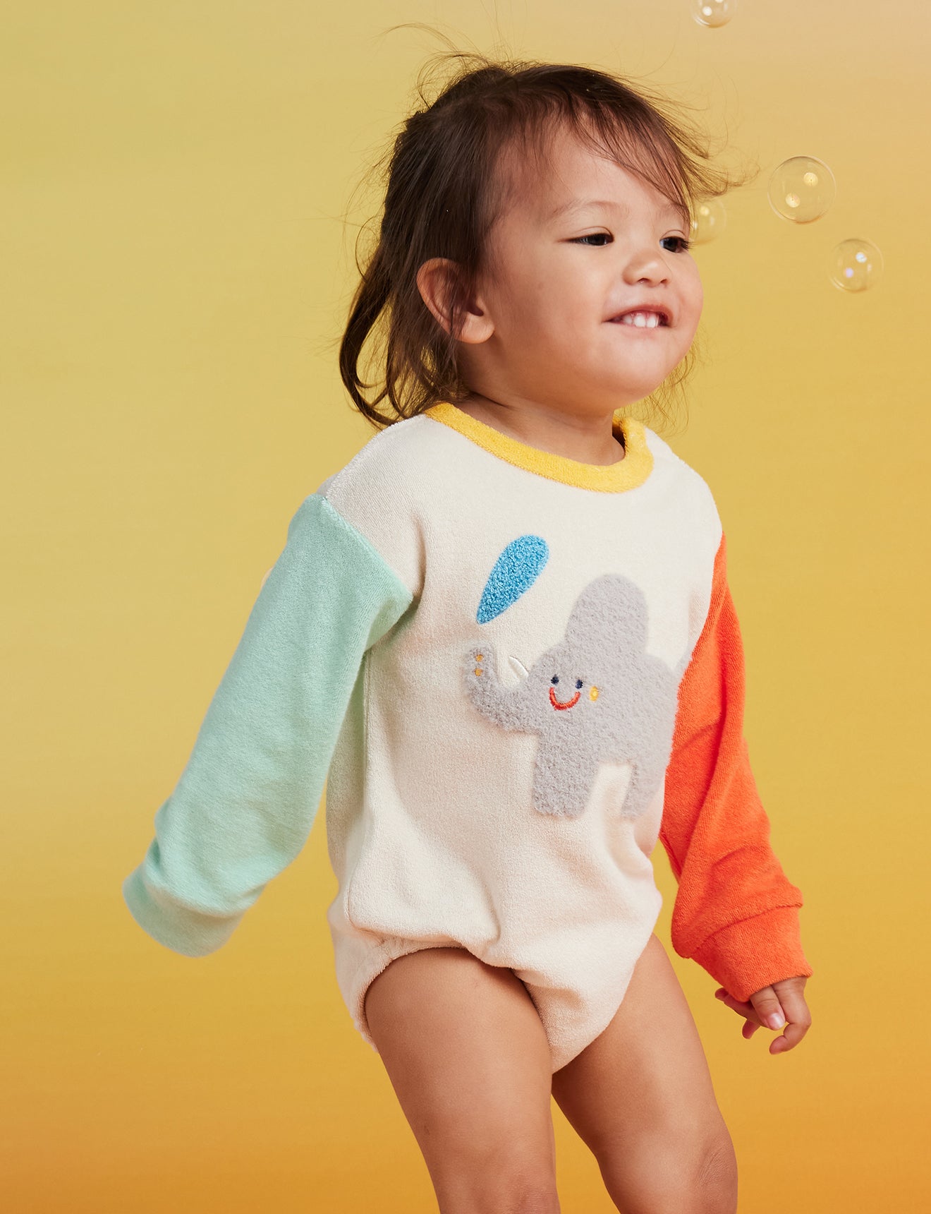 Halcyon Nights Terry Long Sleeve Bodysuit - Zoo Crew Cream