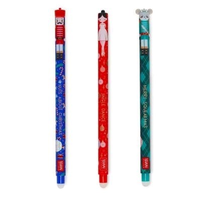 Legami: Set of 3 Erasable Gel Pen - Nutcracker, Ballerina & Mouse - Christmas