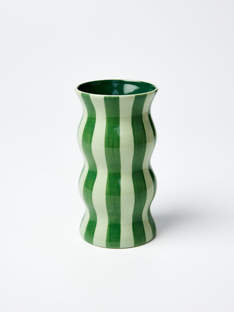 Jones & Co Palma Vase - Tonal Green Stripe