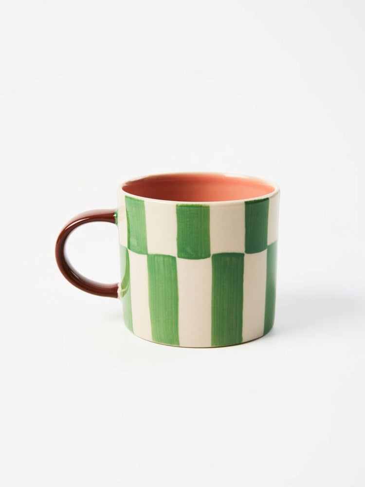 Jones & Co: Bloomie Green Check Mug