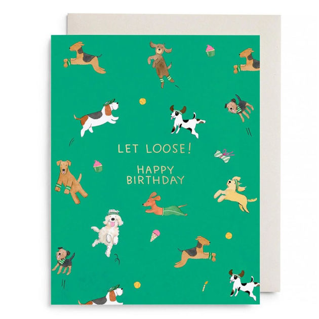 E. Frances Paper Off Leash Dog Foil Birthday Card