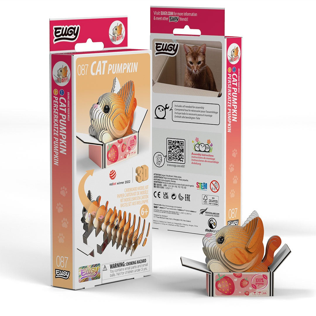 Eugy 3D Paper Model: Cat - Pumpkin