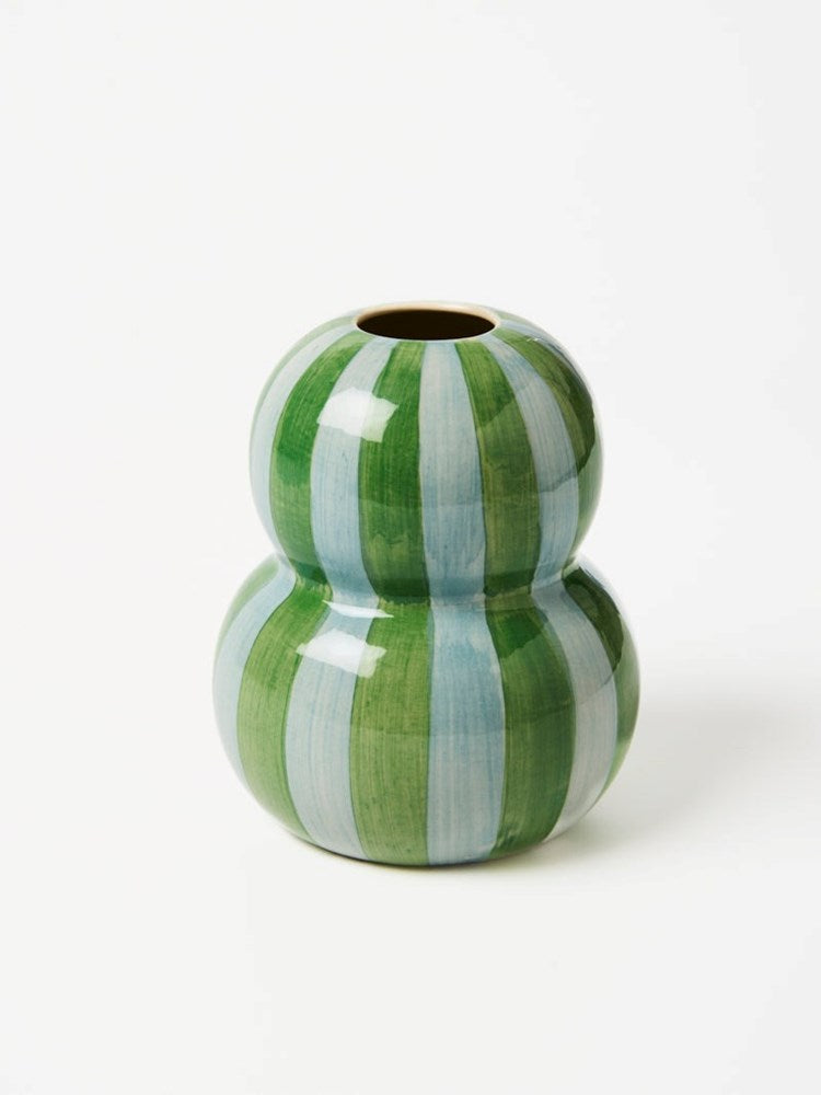 Jones & Co: Fonda Green Blue Stripe Vase