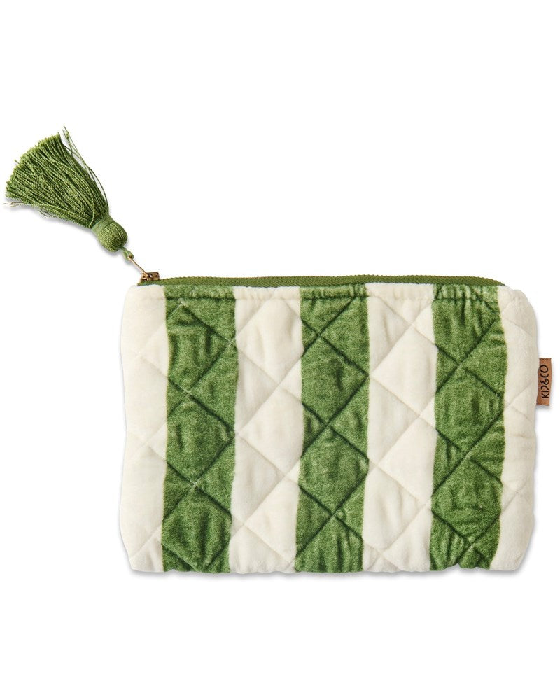 Kip & Co: Moss Stripe Velvet Cosmetics Purse
