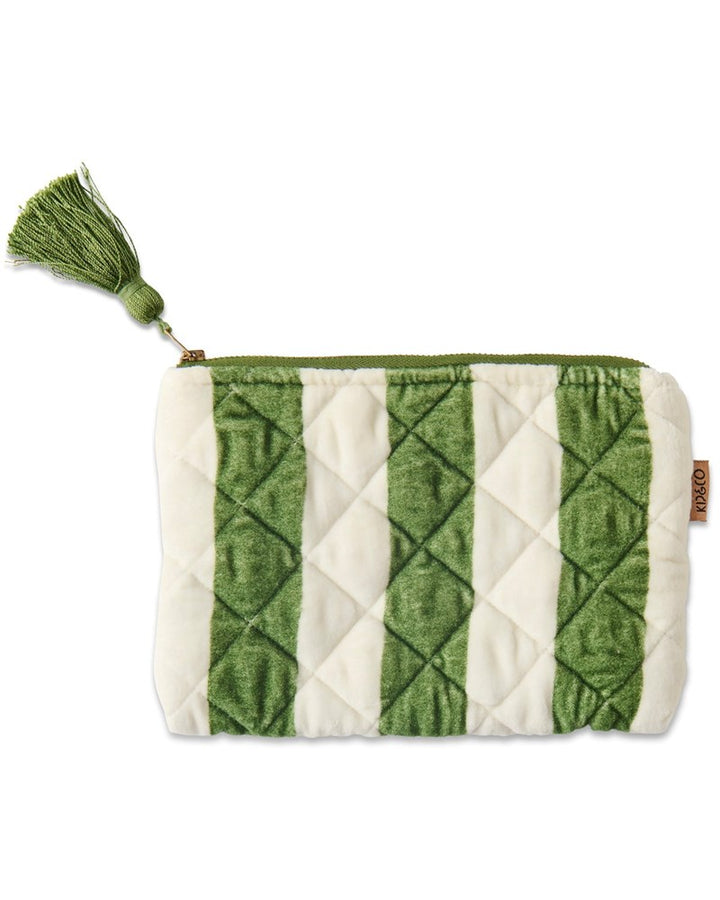 Kip & Co: Moss Stripe Velvet Cosmetics Purse
