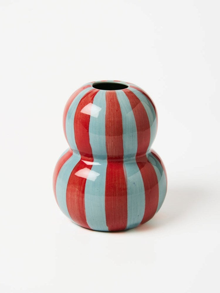 Jones & Co: Fonda Burgundy Pale Blue Stripe Vase