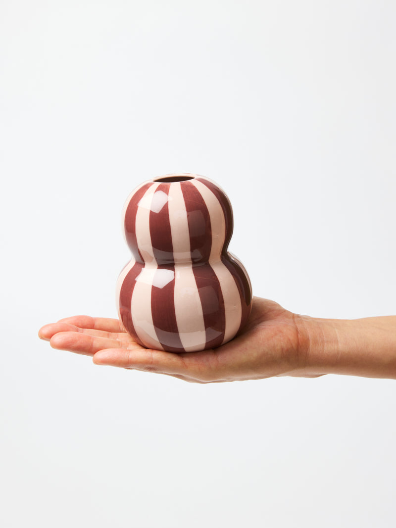 Jones & Co Fonda Vase - Burgandy Pink Stripe