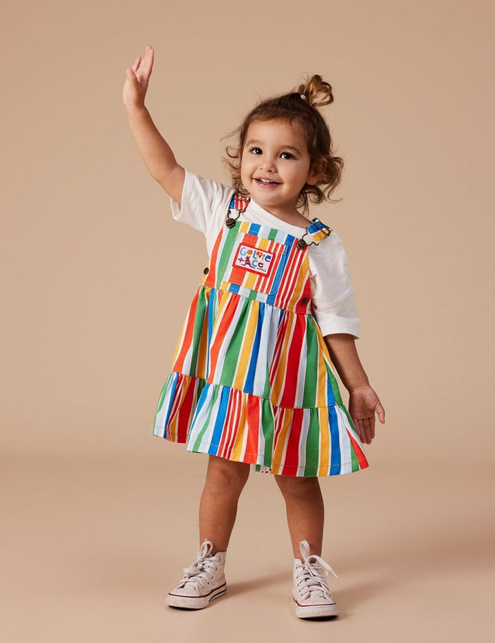 Goldie + Ace: Tully Teired Pinafore Dress Land Down Under Stripe