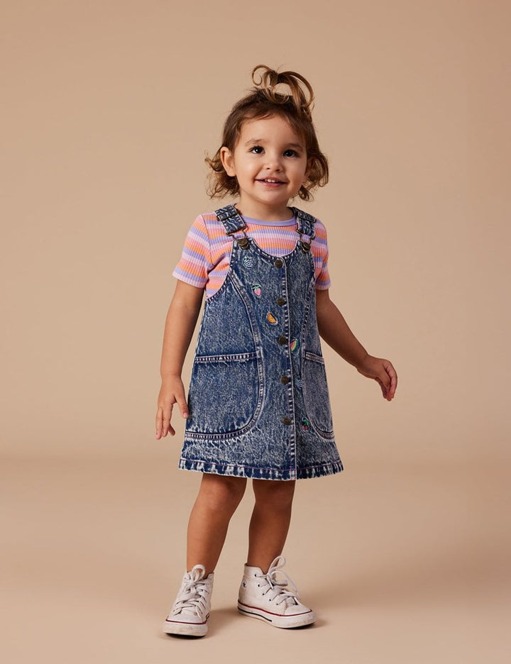 Penelope Fruity Denim Pinafore Dress