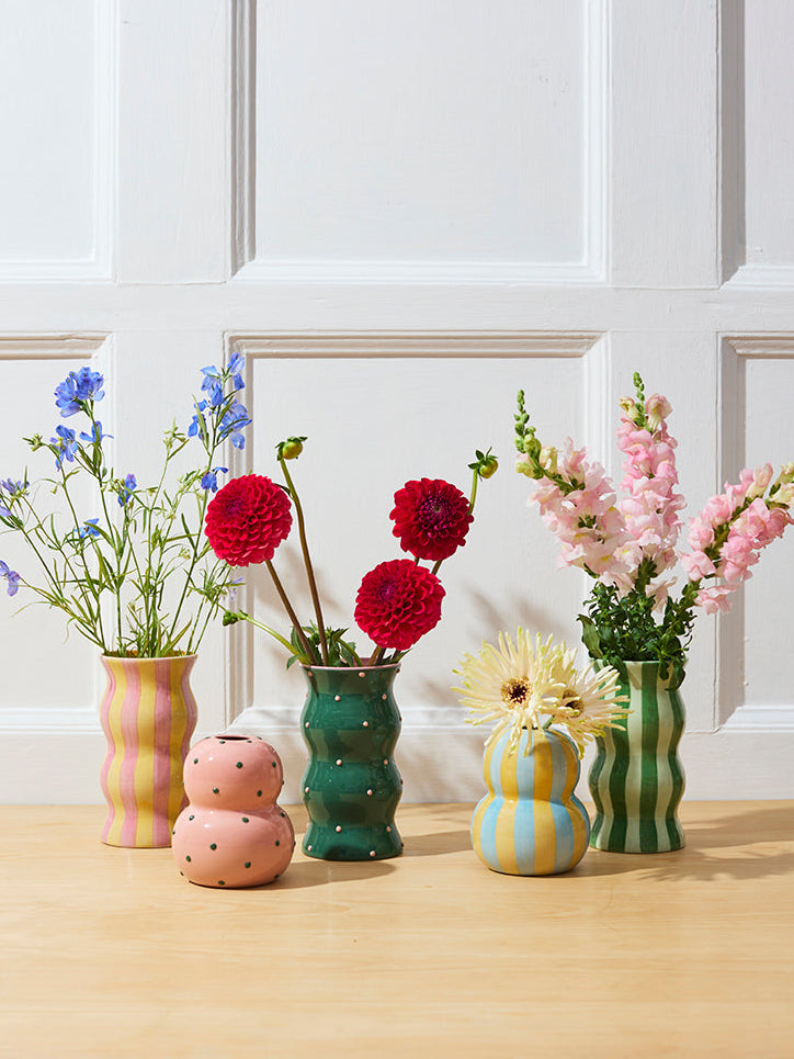 Jones & Co Fonda Vase - Pink Green Dotty