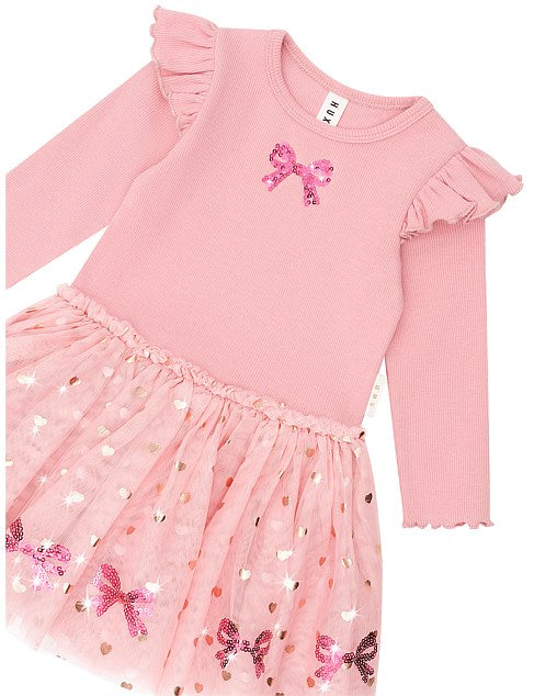 Huxbaby: Sequin Bow Tulle Dress