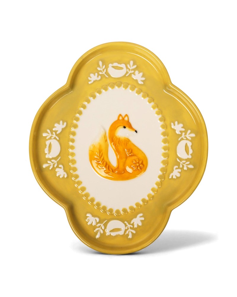 Retro Folk Stoneware Foxy Dish