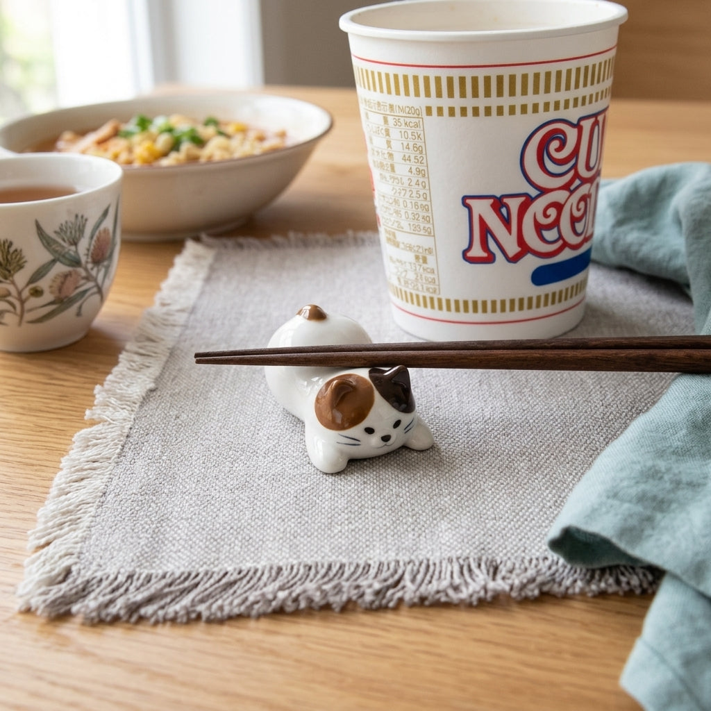 AI creative — Instant noodle lid stopper/chopstick rest - 4 cat
