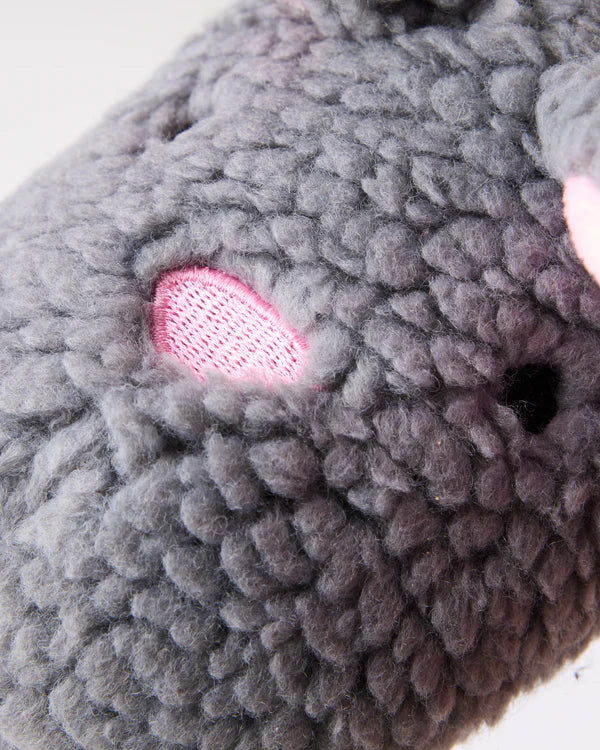 Fluffy Grey Bunny Sherpa Kids Slippers