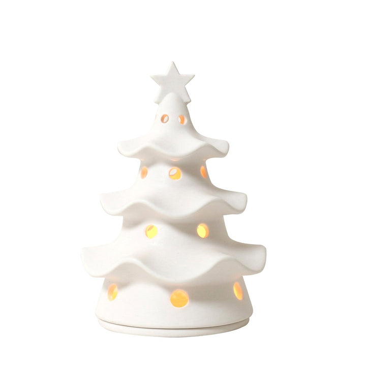 Tree Tea Light Holder - Sparkly Spruce White