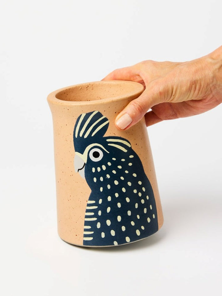 Aerial Black Cockatoo Vase