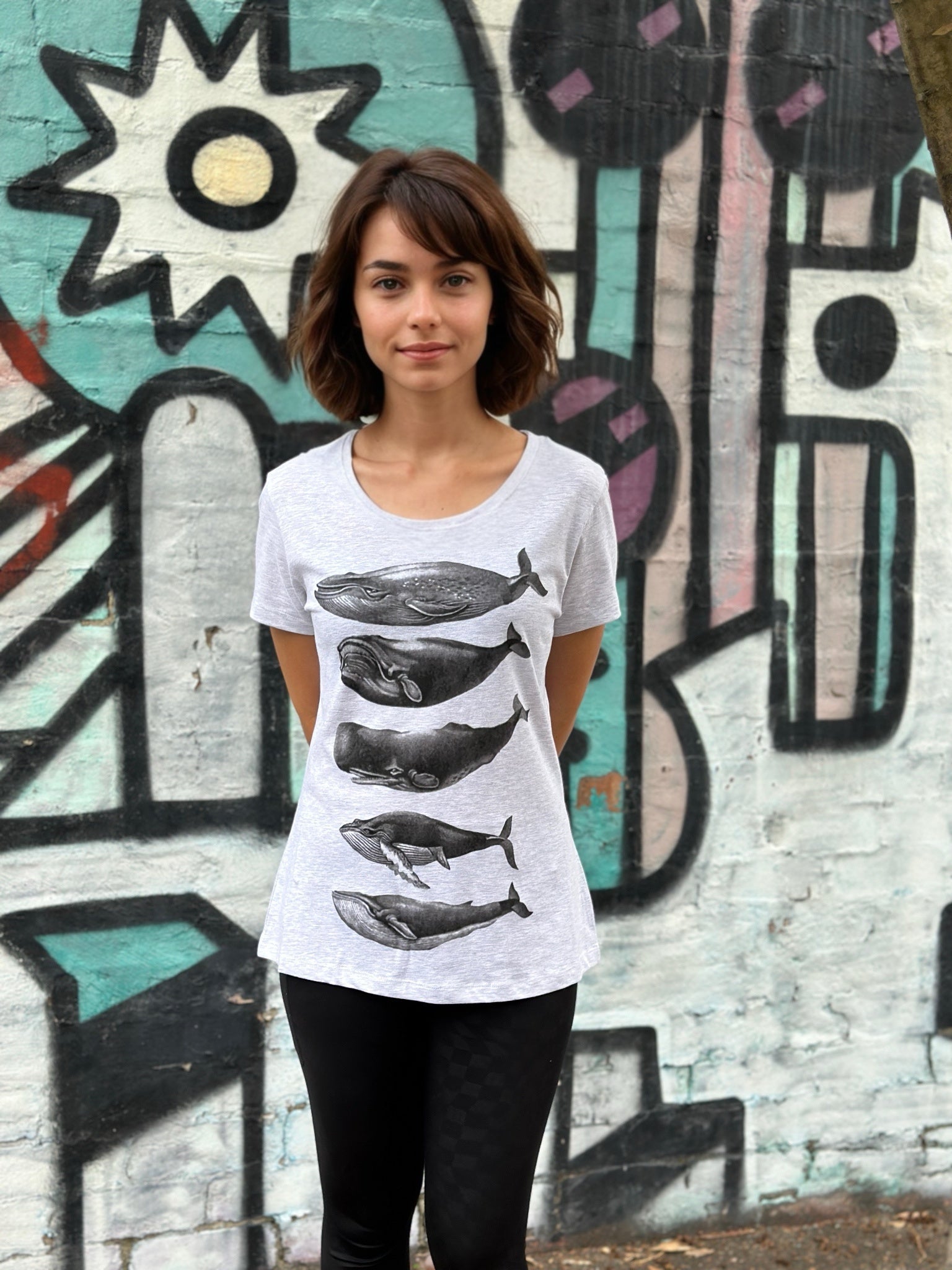 Whales Grey Marle Womens Tee