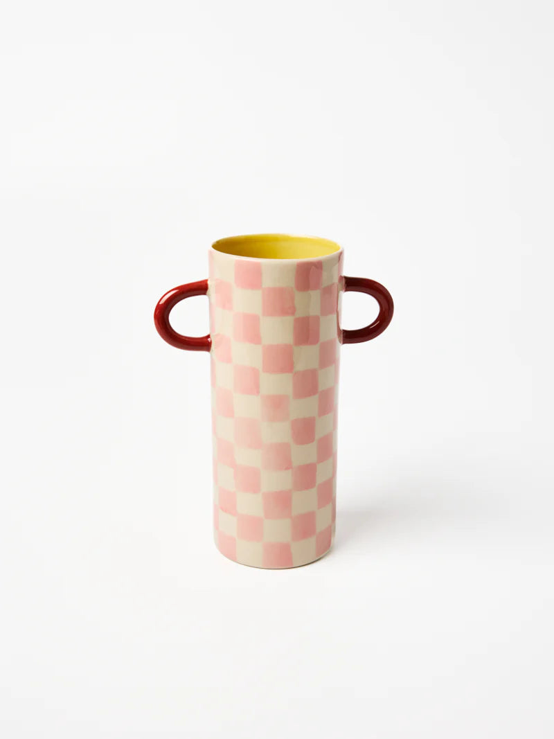 Jones & Co: Griffe Bud Vase Pink Check