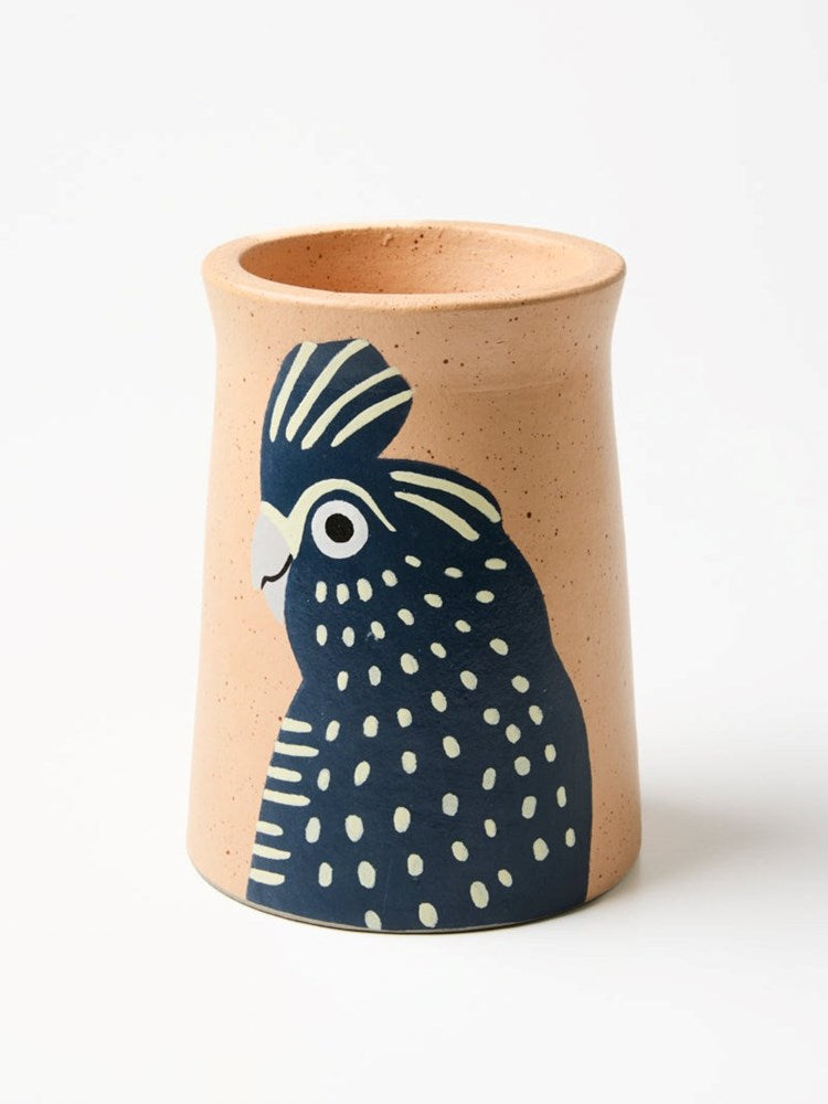 Aerial Black Cockatoo Vase