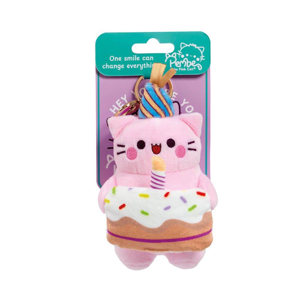 Pembe The Pink Cat Happy Birthday Keyring