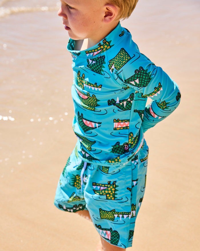 Kip & Co: Crocodile Rock Green Rash Vest