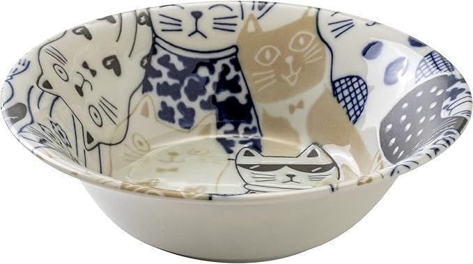Awasaka: Downtown Cats - Shallow Bowl Blue