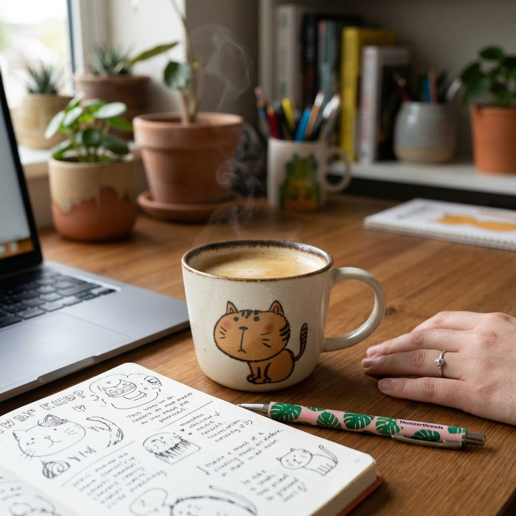 AI creative — Sitting cat mug cup