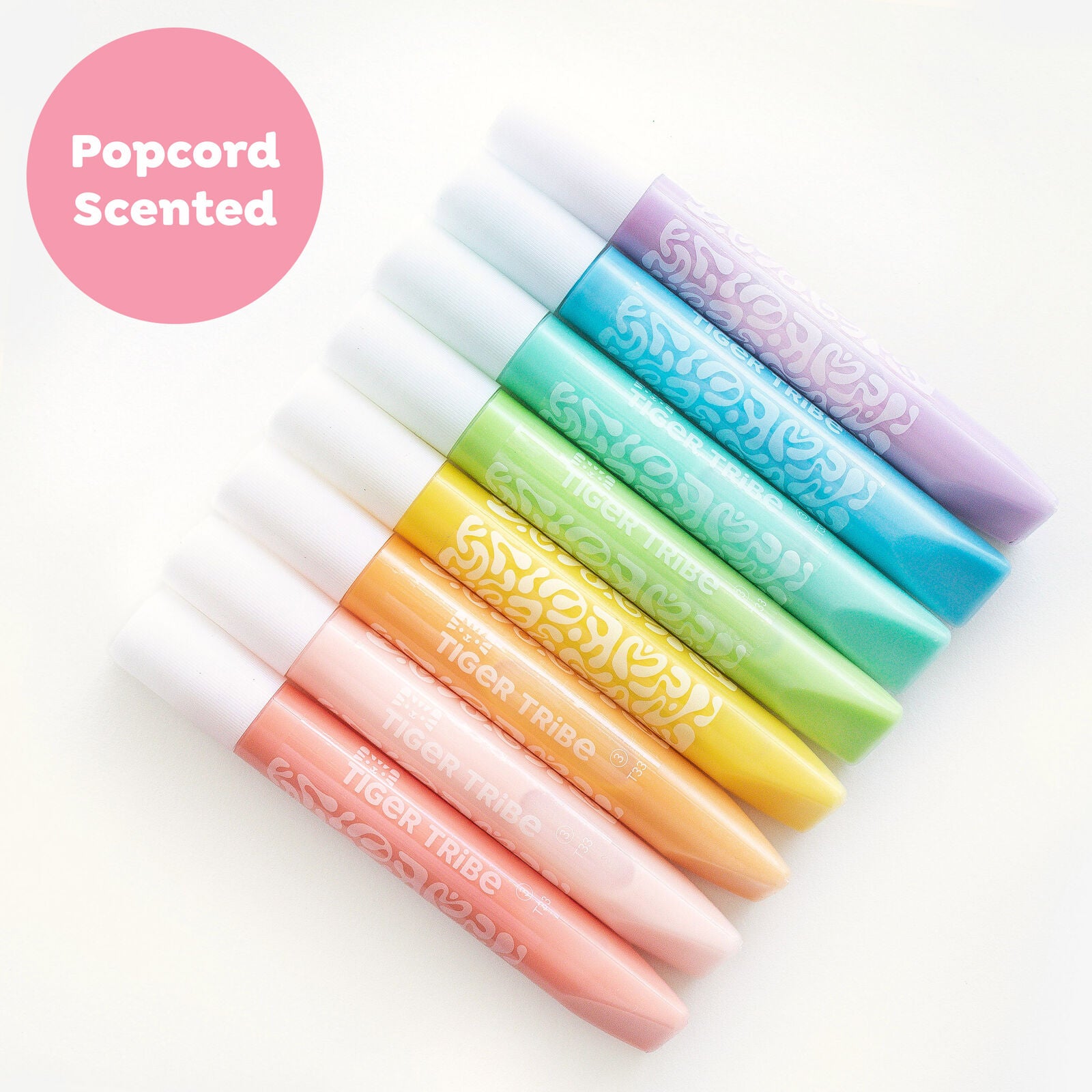 Tiger Tribe: Popcorn Scented Puffy Pens - 8 Piece Set