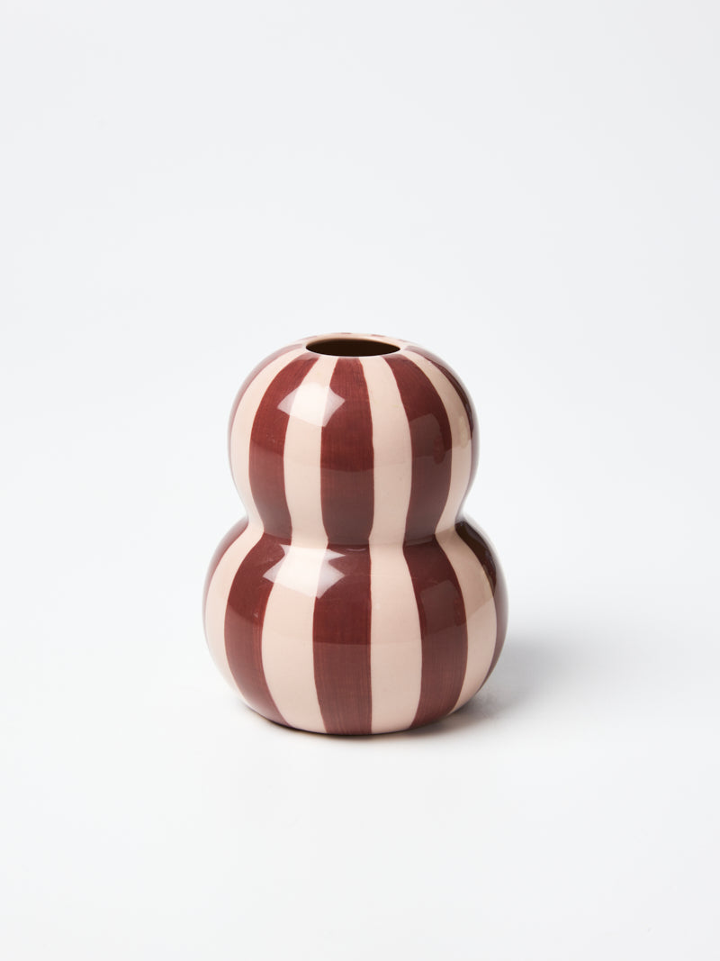 Jones & Co Fonda Vase - Burgandy Pink Stripe