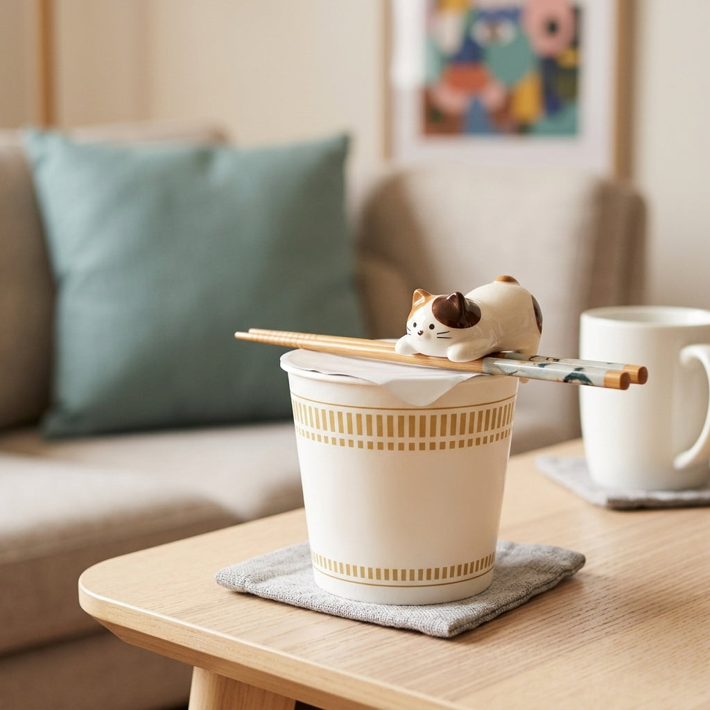 AI creative — Instant noodle lid stopper/chopstick rest - 4 cat