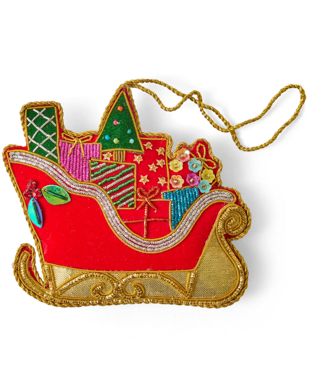 Kip & Co Sleigh Hand Beaded Christmas Decoration