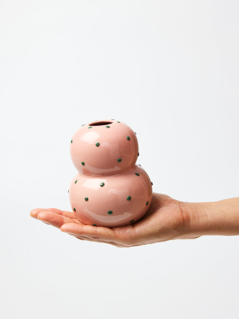 Jones & Co Fonda Vase - Pink Green Dotty