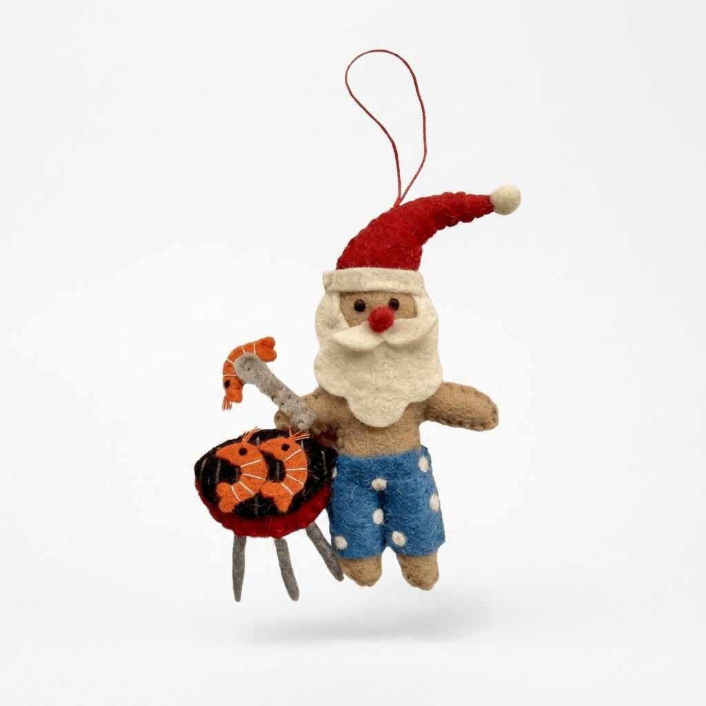 AI creative — Xmas Ornament Santa with Prawns on the barbie