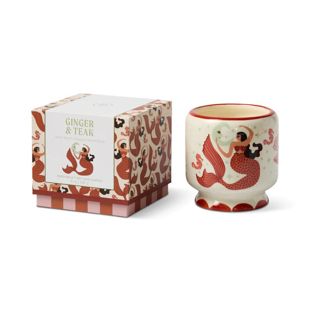 Paddywax: Mermaid & Moon Ceramic Candle - Ginger & Teak
