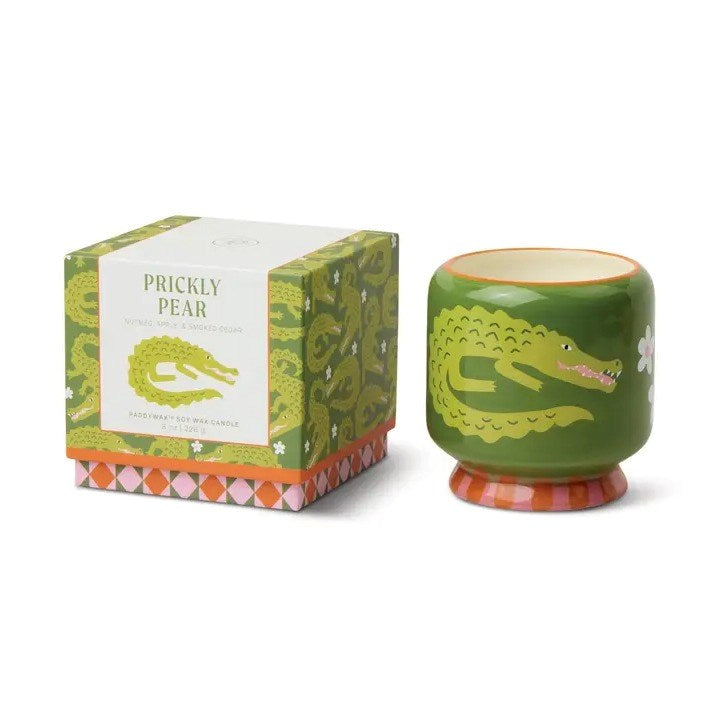 Paddywax: A Dopo 8oz Ceramic Candle Crocodile - Prickly Pear