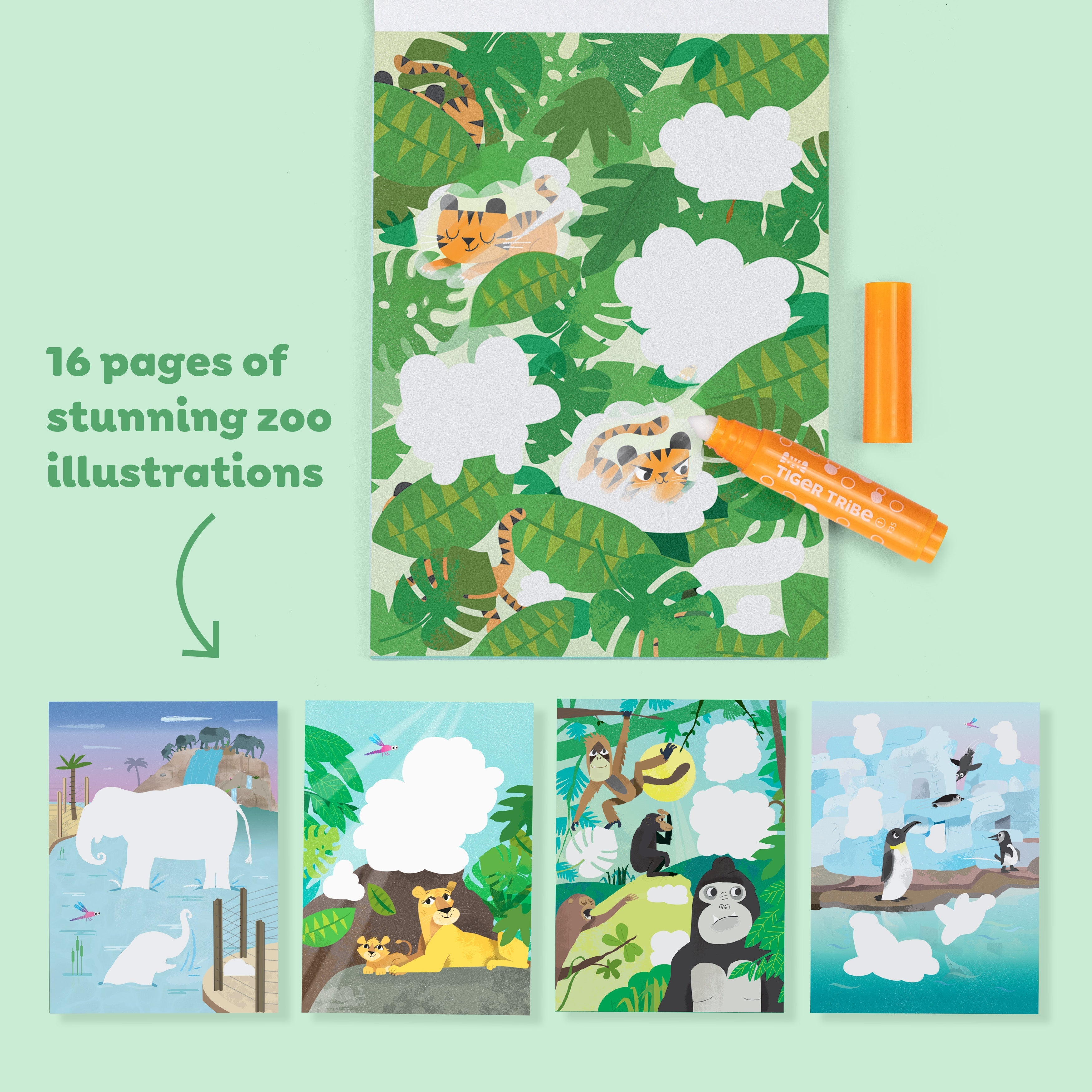 Tiger Tribe Colour Surprise Mess-Free Colouring Set - Zoo Adventures
