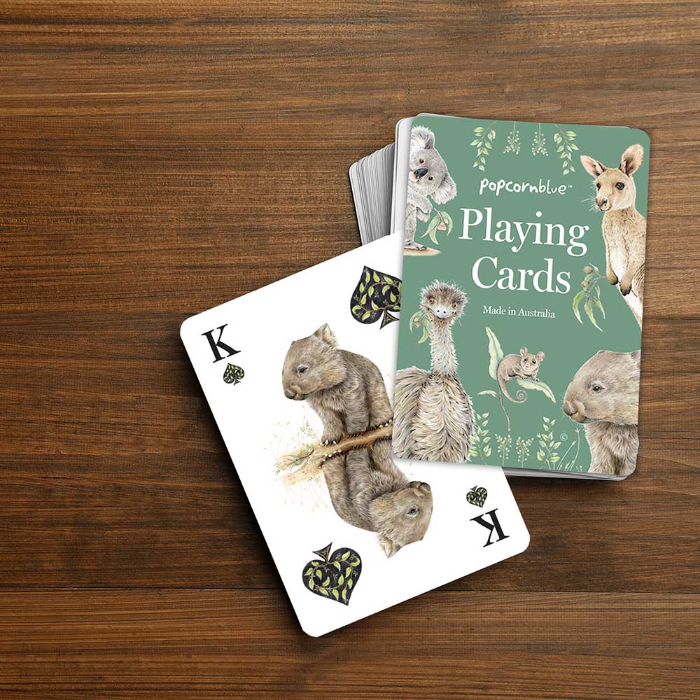 Popcorn Blue Aussie Animals Playing Cards