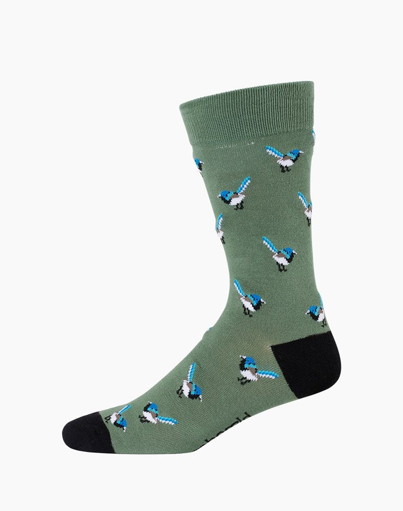 Bamboozld: Mens Blue Wren Bamboo Sock - Khaki