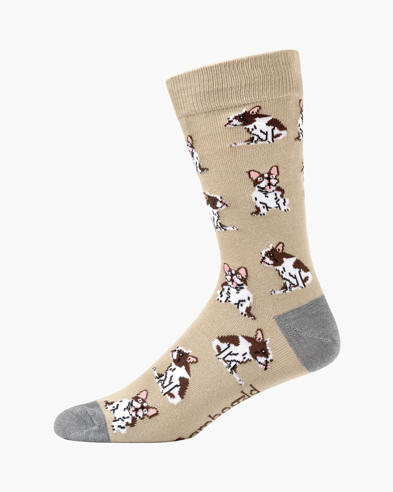 Mens French Bulldog  Bamboo Sock - Sand