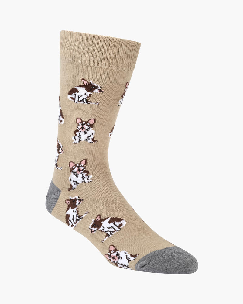 Mens French Bulldog  Bamboo Sock - Sand