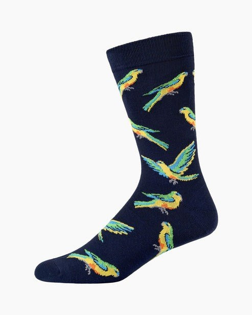 Bamboozld: Mens Orange Bellied Parrot Bamboo Sock Navy
