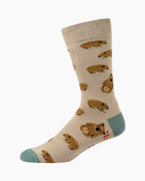 Bamboozld: Mens Wally Wombat Bamboo Sock - Stone