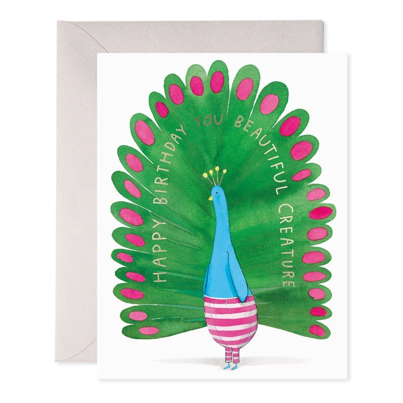 E. Frances Paper: Foil Card Peacock Birthday