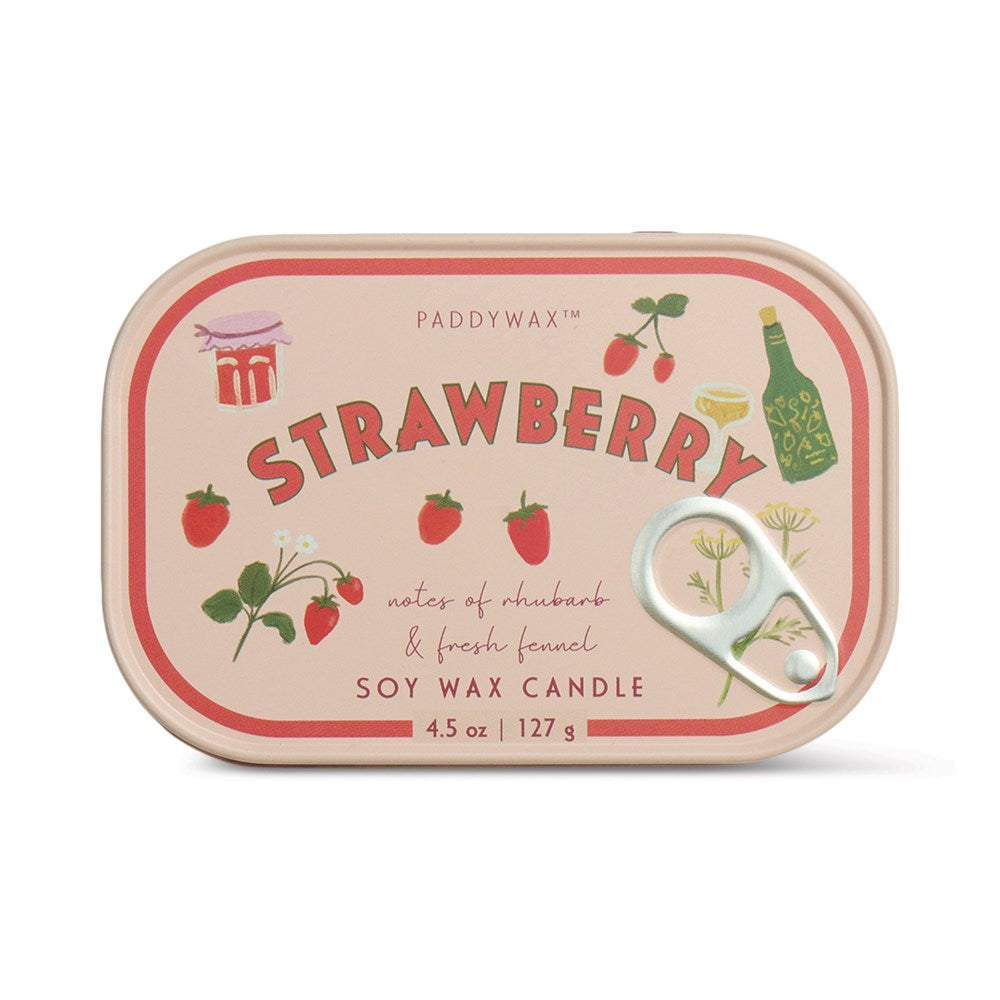 Paddywax: Bistro Strawberry Printed Tin Candle