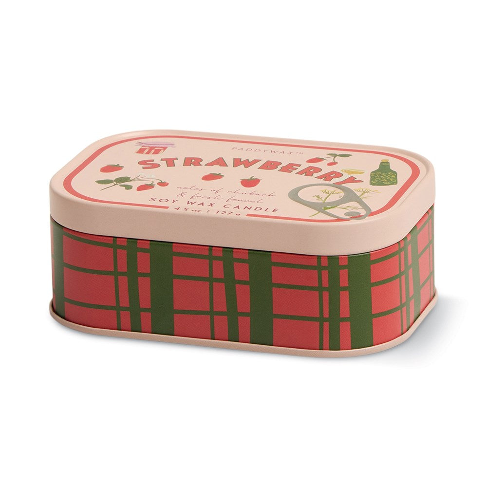 Paddywax: Bistro Strawberry Printed Tin Candle